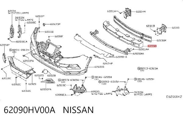 Absorvedor (enchido) do pára-choque dianteiro 62090HV00A Nissan/Infiniti