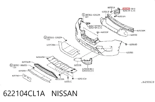 Consola de reforçador do pára-choque dianteiro 622104CL1A Nissan/Infiniti