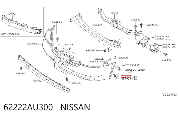 Consola do pára-choque dianteiro direito 62222AU300 Nissan/Infiniti