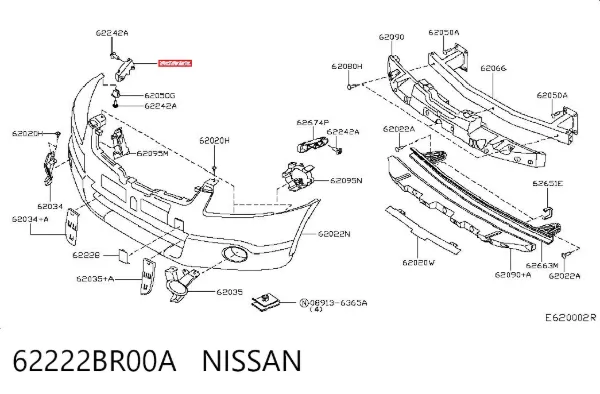 Consola do pára-choque dianteiro direito 62222BR00A Nissan/Infiniti
