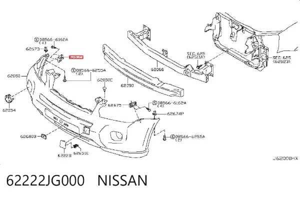 Consola do pára-choque dianteiro 62222JG000 Nissan/Infiniti