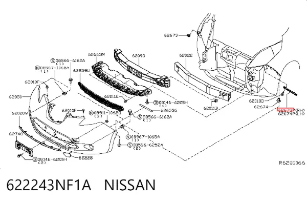 Consola do pára-choque dianteiro direito 622243NF1A Nissan/Infiniti