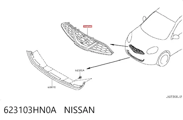 Grelha do radiador 623103HN0A Nissan/Infiniti
