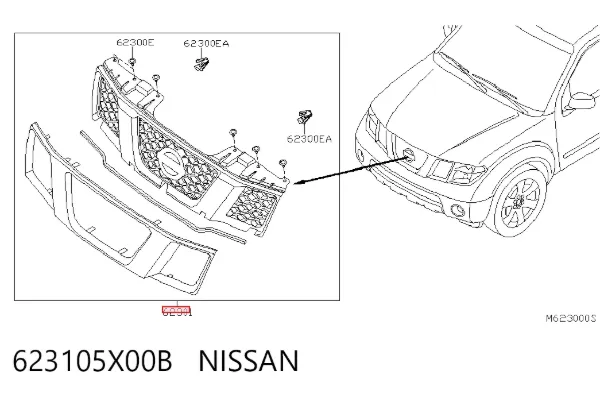 Grelha do radiador 623105X00B Nissan/Infiniti