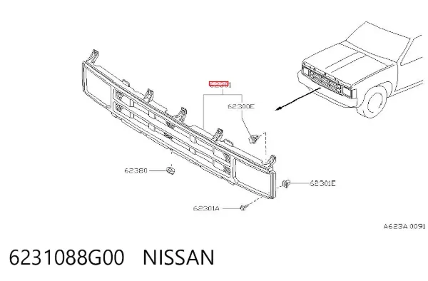 Grelha do radiador Nissan Terrano I