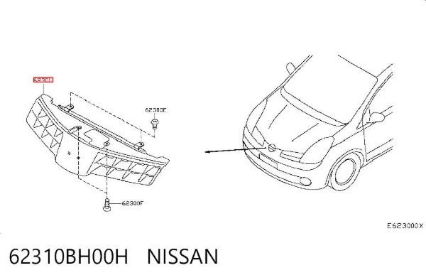 Grelha do radiador 62310BH00H Nissan/Infiniti