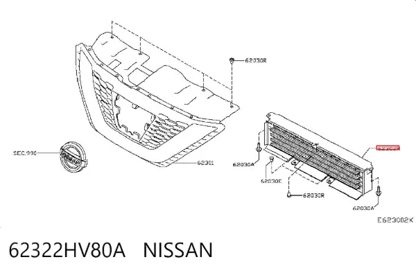 Perciana do radiador de esfriamento 62322HV80A Renault (RVI)