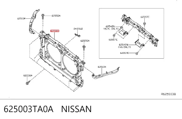 Suporte do radiador montado (painel de montagem de fixação das luzes) Nissan Altima L33