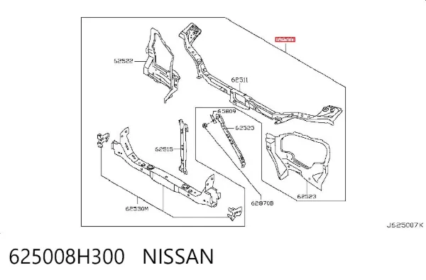 Suporte do radiador montado (painel de montagem de fixação das luzes) 625008H300 Nissan/Infiniti