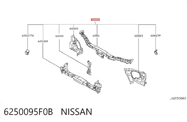 Suporte do radiador montado (painel de montagem de fixação das luzes) 6250095F0B Nissan/Infiniti