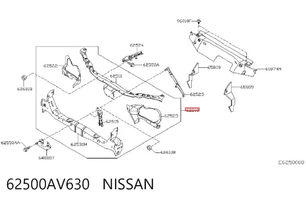 Suporte do radiador montado (painel de montagem de fixação das luzes) 62500AV630 Nissan/Infiniti