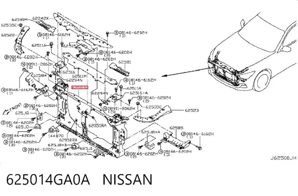 Suporte do radiador montado (painel de montagem de fixação das luzes) Infiniti Q50 V37