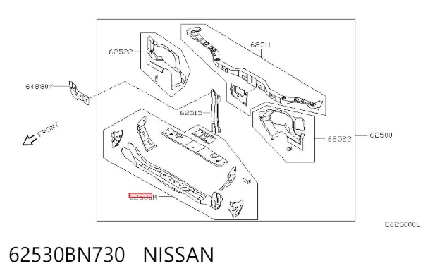 Suporte inferior do radiador (painel de montagem de fixação das luzes) 62530BN730 Nissan/Infiniti