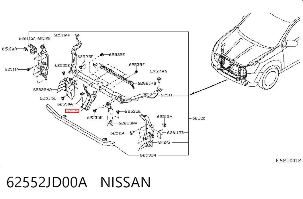 Consola do fecho da capota 62552JD00A Nissan/Infiniti