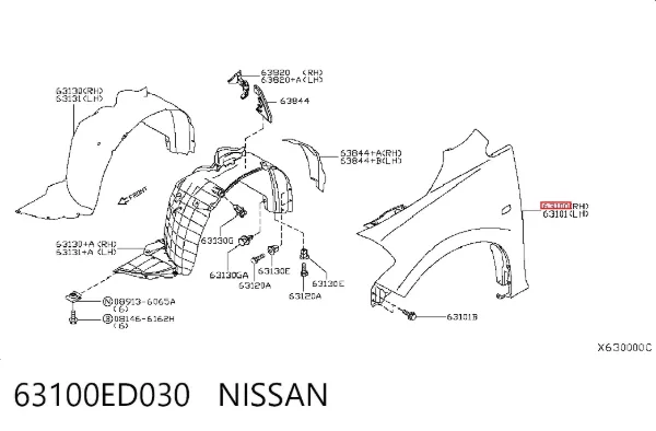 Pára-lama dianteiro direito 63100ED030 Nissan/Infiniti