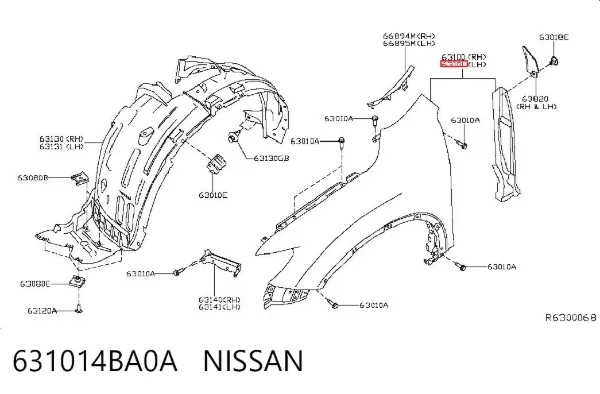 Pára-lama dianteiro esquerdo 631014BA0A Nissan/Infiniti