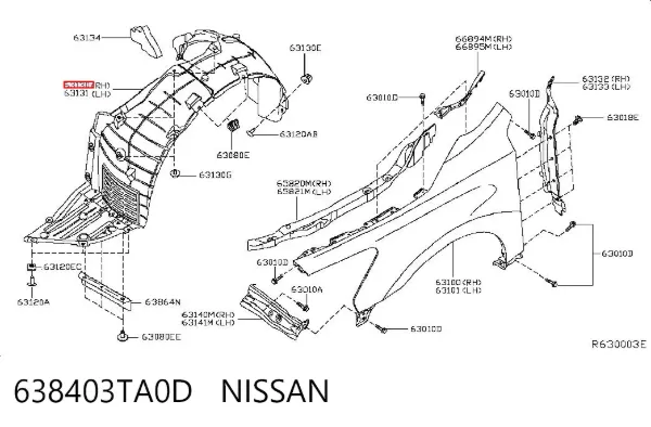 Guarda-barras direito do pára-lama dianteiro Nissan Altima L33
