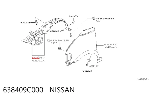 Guarda-barras direito do pára-lama dianteiro Nissan Vanette Cargo