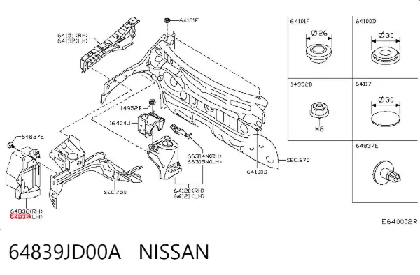 Proteção de motor esquerdo 64839JD00A Nissan/Infiniti