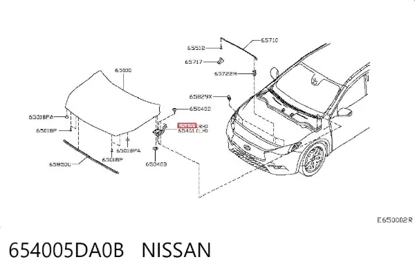 Gozno da capota direito 654005DA0B Nissan/Infiniti
