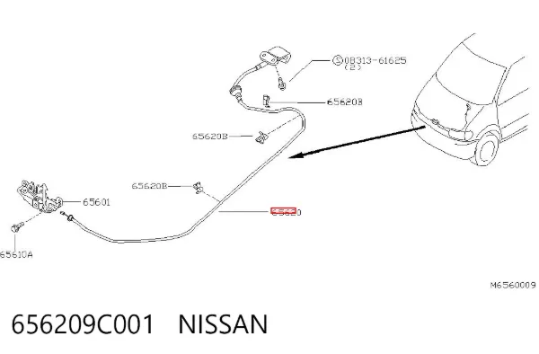 Cabo de abertura da capota Nissan Vanette Cargo