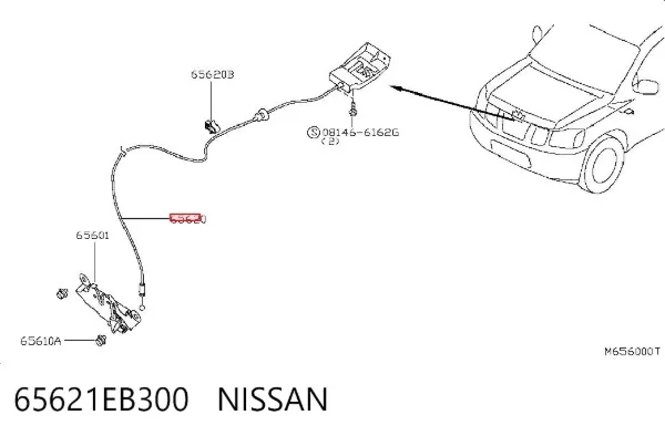Cabo de abertura da capota 65621EB300 Nissan/Infiniti