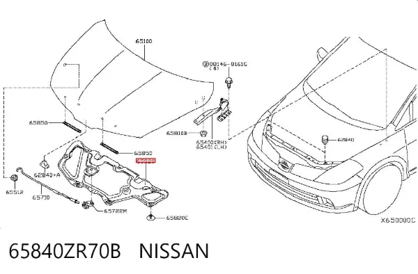 Isolamento de ruído da capota Nissan Tiida C11X