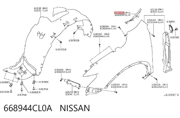 Compactador do pára-lama 668944CL0A Nissan/Infiniti