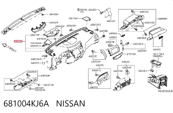 Painel de salão dianteira do "painel de instrumentos" 681004KJ6A Nissan/Infiniti