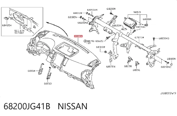 Painel de salão dianteira do "painel de instrumentos" 68200JG41B Nissan/Infiniti