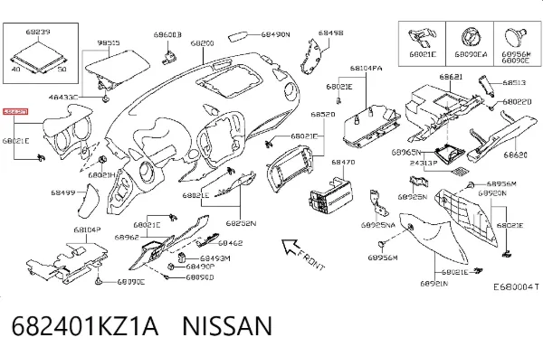 Cobrimento de painel de instrumentos 682401KZ1A Nissan/Infiniti