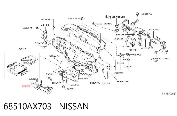 Tampa da caixa para luvas (porta-luvas) Nissan Micra K12