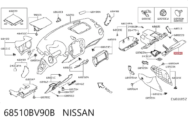 Tampa da caixa para luvas (porta-luvas) 68510BV90B Nissan/Infiniti