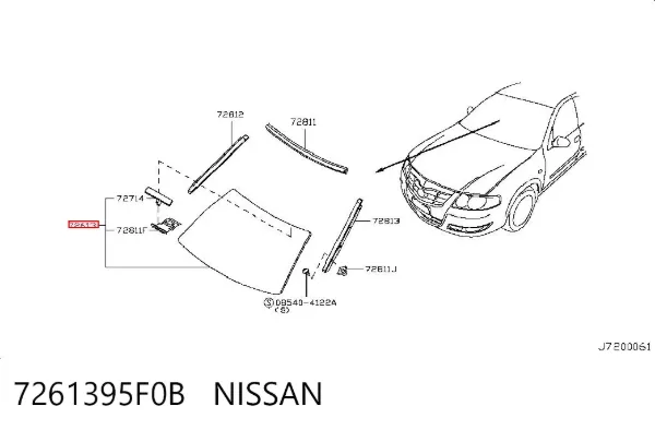Pára-brisas 7261395F0B Nissan/Infiniti