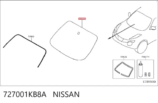 Pára-brisas 727001KB8A Nissan/Infiniti