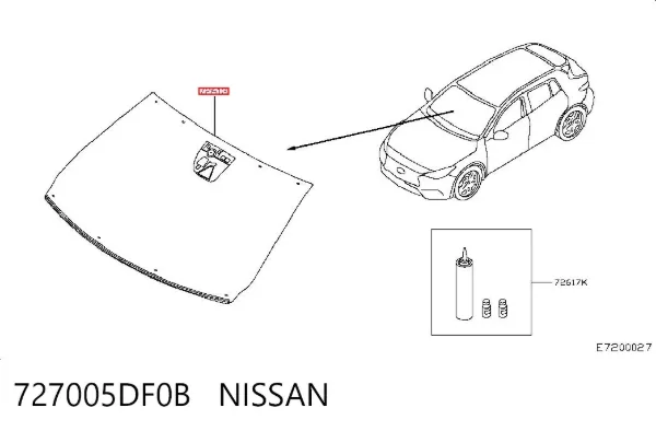 Pára-brisas 727005DF0B Nissan/Infiniti