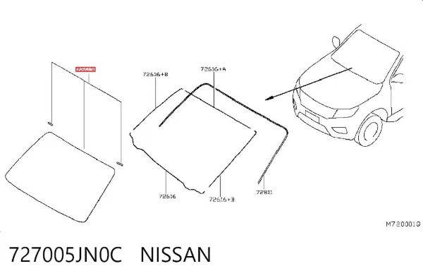 Pára-brisas 727005JN0C Nissan/Infiniti