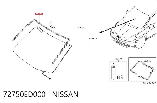 Moldura de pára-brisas 72750ED000 Nissan/Infiniti