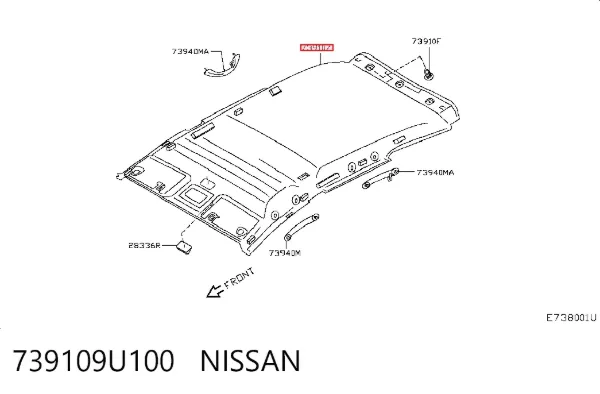 Revestimento do teto 739109U100 Nissan/Infiniti