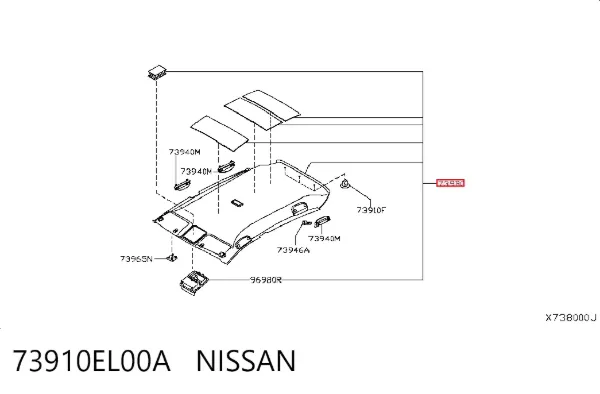Revestimento do teto Nissan Tiida C11X