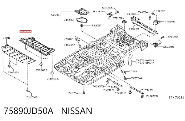 Proteção de motor, de panela (da seção de motor) 75890JD50A Nissan/Infiniti