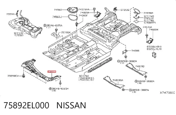 Proteção de motor, de panela (da seção de motor) Nissan Tiida C11X