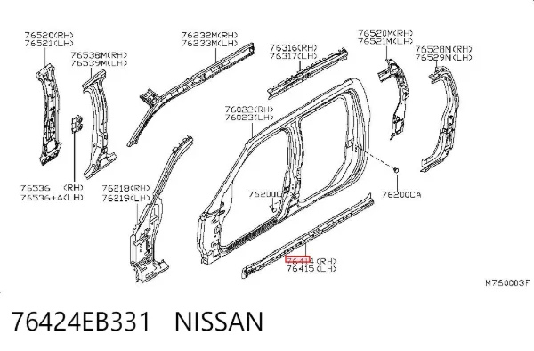Acesso externo direito 76424EB331 Nissan/Infiniti