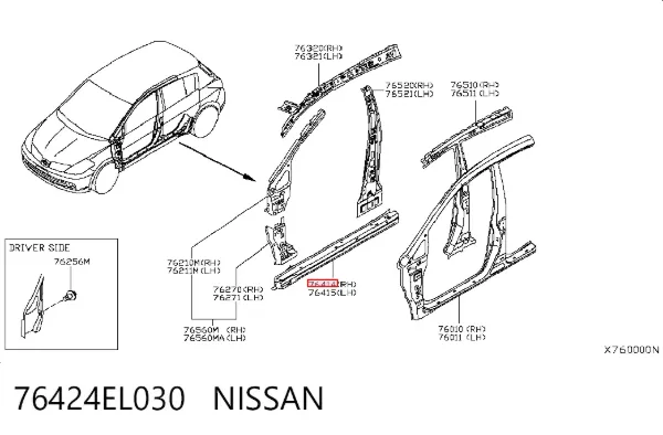 Acesso externo direito Nissan Tiida C11X
