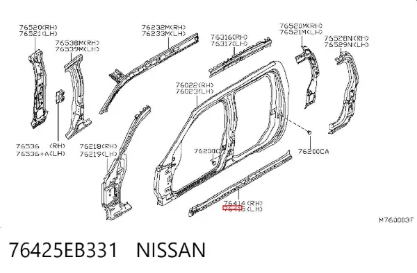 Acesso externo esquerdo 76425EB331 Nissan/Infiniti