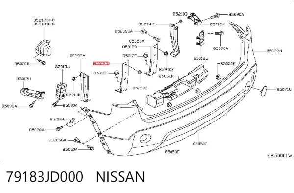 Consola central do pára-choque dianteiro 79183JD000 Nissan/Infiniti
