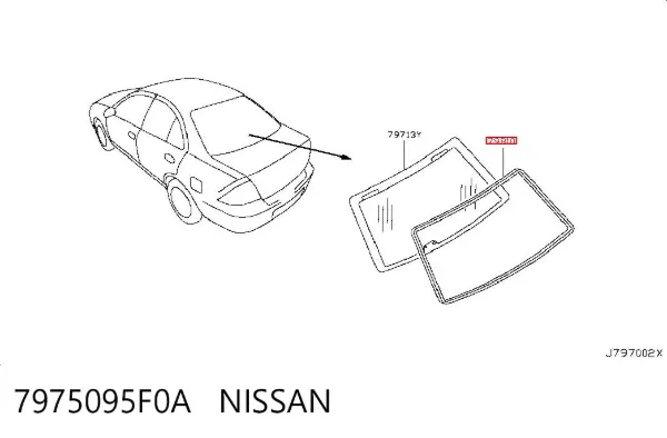 Moldura de vidro traseiro 7975095F0A Nissan/Infiniti