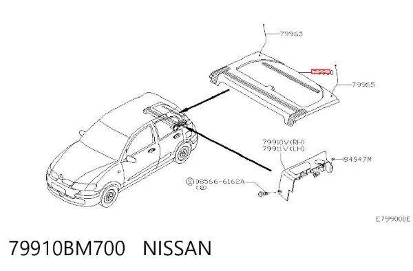 Prateleira de salão traseira 79910BM700 Nissan/Infiniti