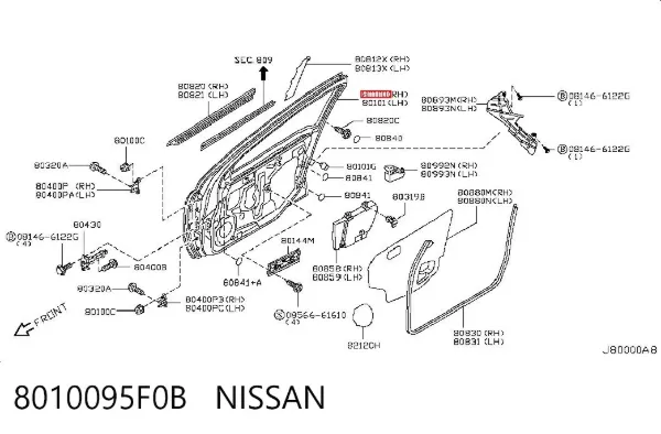 Porta dianteira direita 8010095F0B Nissan/Infiniti
