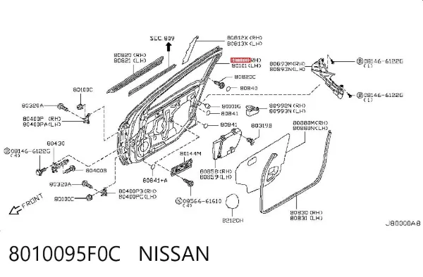 Porta dianteira direita 8010095F0C Nissan/Infiniti